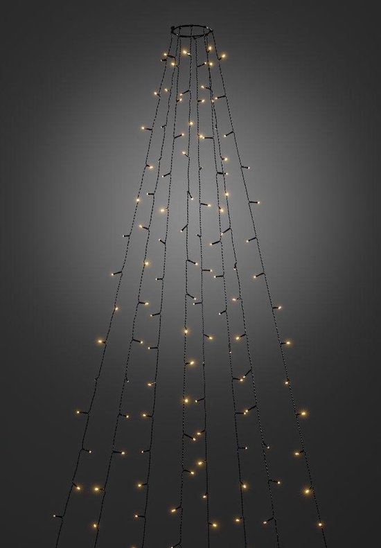 Konstsmide Sweden ® 6520-870 -Snoerverlichting - App gestuurde kerstboom lichtmantel 240 lamps - 2,4m - met 8x30 extra warmwitte LED - zwarte kabel - energiezuinig en duurzaam - 24V - dimmer - knipperfuncties - timer - voor binnen en buiten