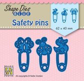 SDB079 Snijmal Nellie Snellen Safety pins - 3 veiligheidsspelden - geboorte baby - spelden met vlinder, eend en lieveheersbeestje