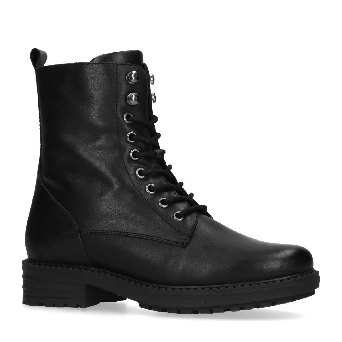 Manfield - Dames - Zwarte veterlaarsjes - Maat 39 | bol.com