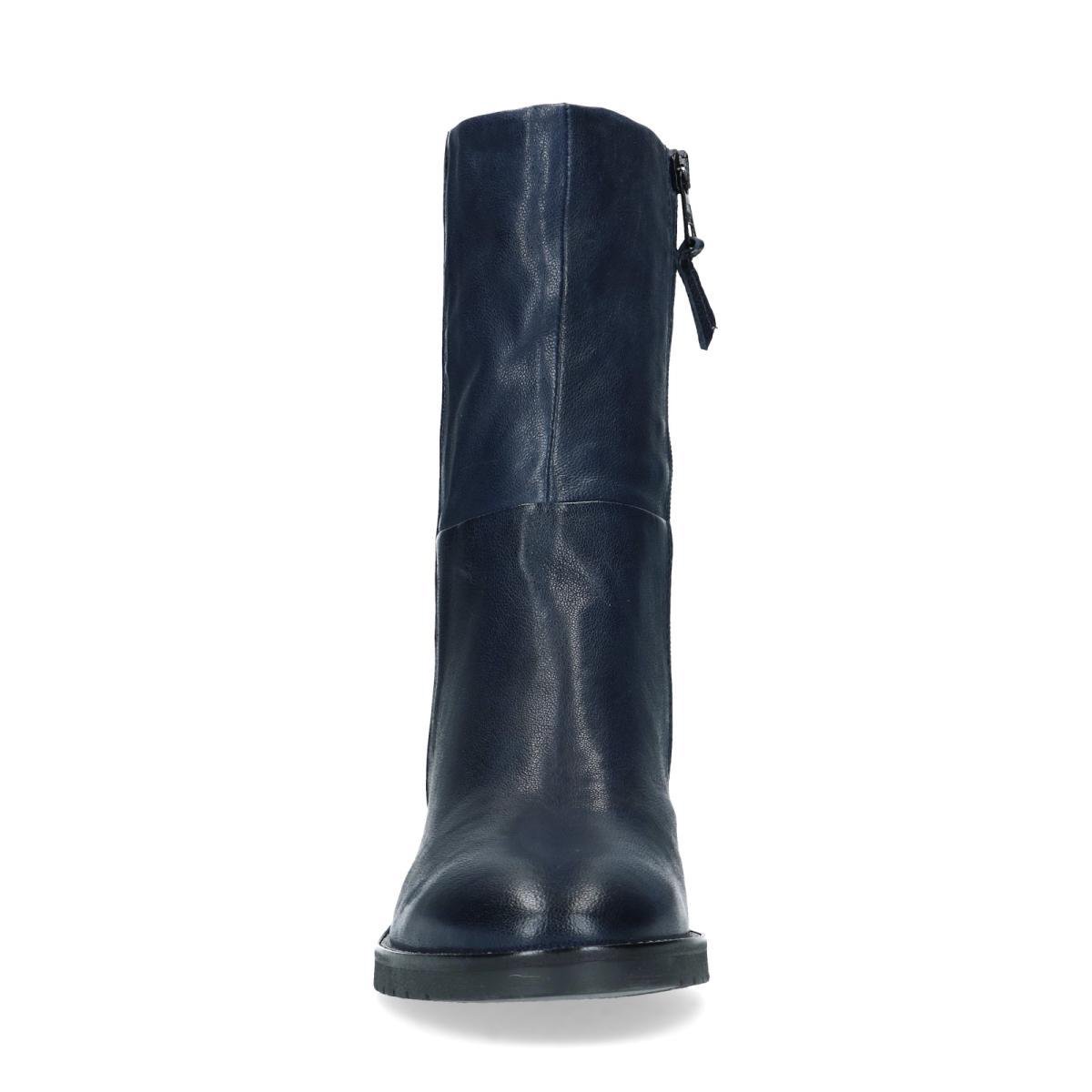 Manfield - Dames - Blauwe korte laarzen met lage hak - Maat 40 | bol.com