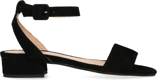 Manfield - Dames - Zwarte sandalen met enkelbandje - Maat 42 | bol.com