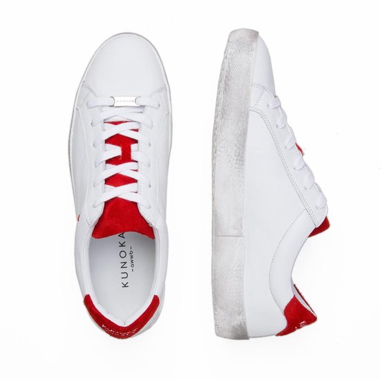 KUNOKA Alex white/red collar - Sneakers Dames - maat 38 - Wit Rood | Bestel  nu!