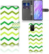 Geschikt voor Samsung Galaxy S20+ Telefoon Hoesje Zigzag Groen
