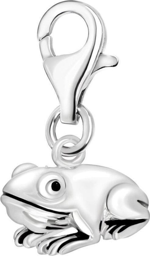 Quiges – 925 - Zilver – Charm - Bedel - Hanger - 3D Kikker - met – sterling - zilver - karabijnslot - geschikt - voor - Zinzi, Thomas – Sabo - Ti Sento - Bedelarmband HC148
