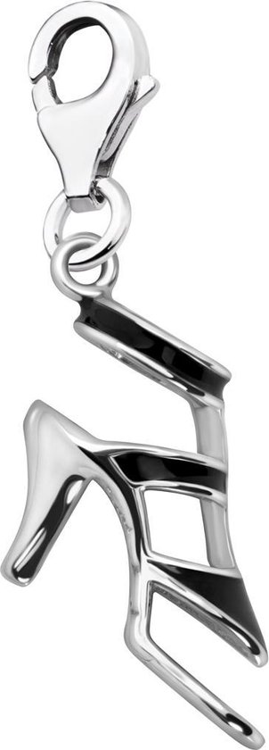 Quiges – 925 - Zilver – Charm - Bedel - Hanger - 3D Schoen Sandaal met Hak - met – sterling - zilver - karabijnslot - geschikt - voor - Zinzi, Thomas – Sabo - Ti Sento - Bedelarmband HC246