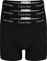 Calvin Klein trunks (3-pack) - heren boxers normale lengte - zwart met zwarte band -  Maat: S