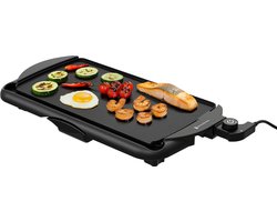 KitchenBrothers Elektrische Grillplaat XL - 2000W - Teppanyaki Bakplaat - BPA-vrij - Gourmetstel - Veilig Grillen - Zwart