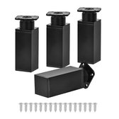 Meubelpoten - 4 Stuks - Tafelpoten - Aluminiumlegering - Met schroeven - Vierkant - Accessoires voor Bankpootondersteuning - Verstelbare - Modern - Geschikt voor Banken, Salontafels, Kasten, Tv-kasten, Bureaus, Planken, Kaptafels - 10 cm - Zwart