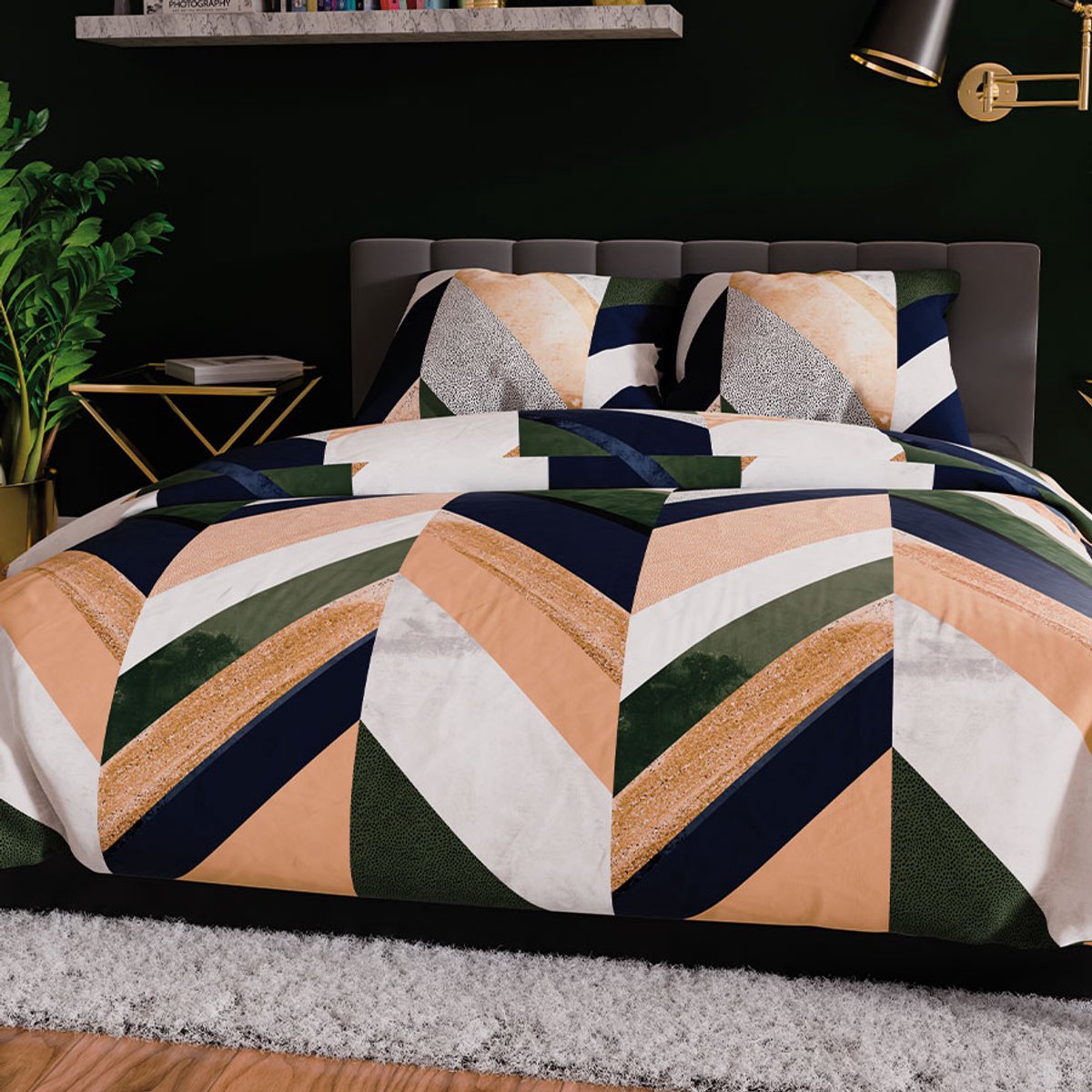 Markizeta TRIANA - Satijnen Dekbedovertrek - 160x200 cm - Geometrisch - Modern Stijl