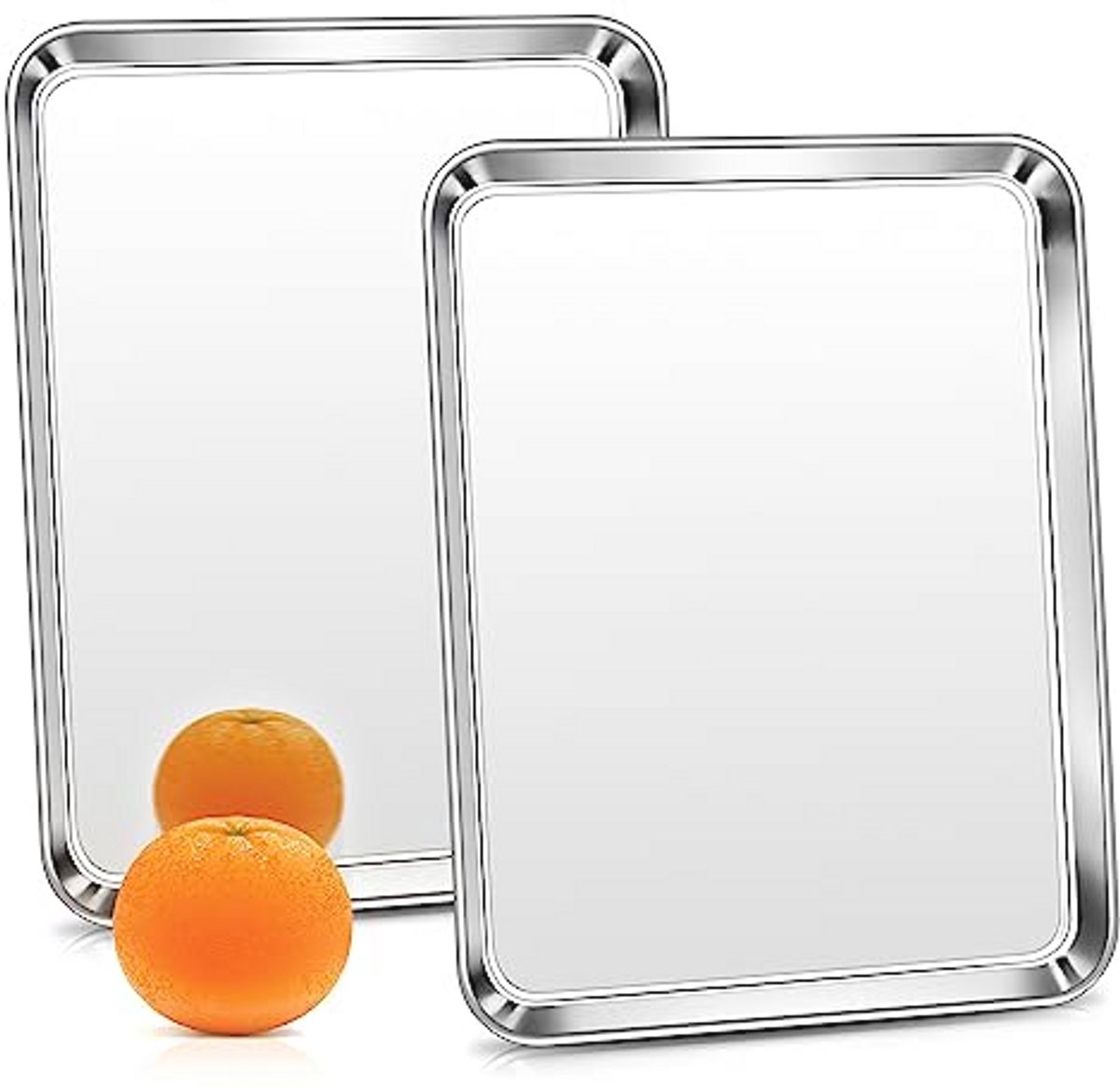 Set van 2 RVS Bakplaten - Rectangular Ovenplaten voor Bakken en Serven