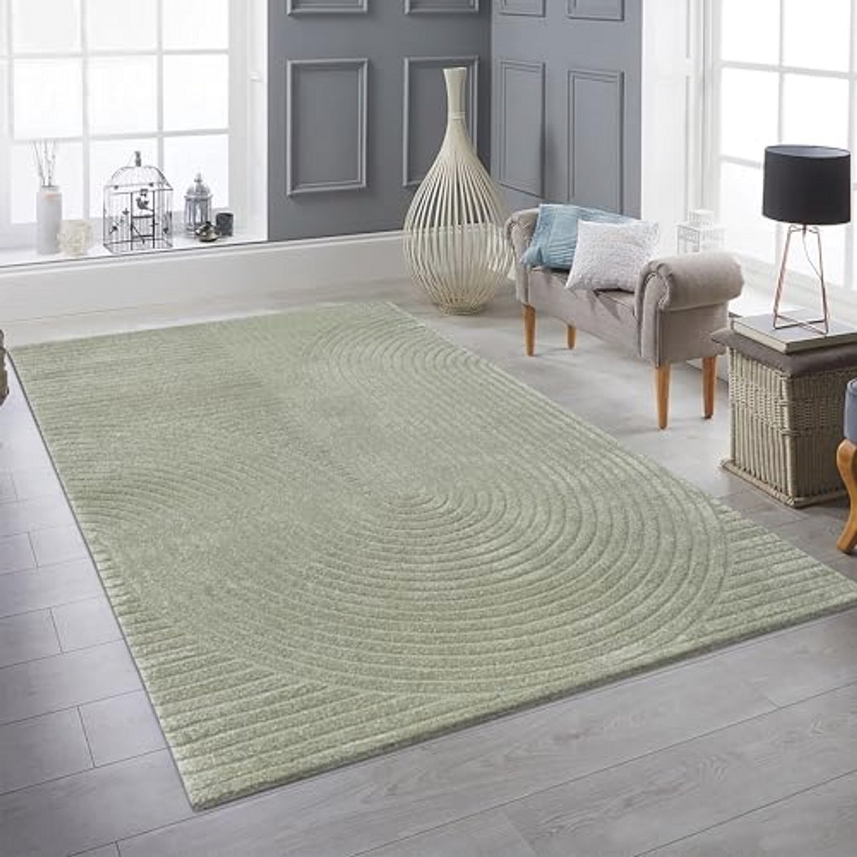 Vloerkleed Geometrisch Modern Groen 160 x 230 cm – Onderhoudsvriendelijk en Geschikt voor 