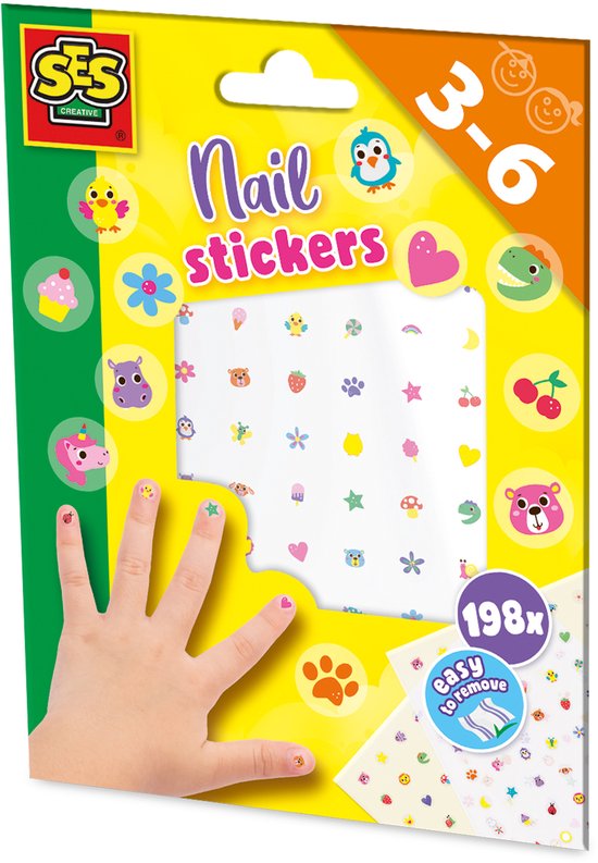 SES - Nagelstickers - 198 nageltransfers - makkelijk aan te brengen met water - makkelijk te verwijderen - geschikt voor jonge kinderen