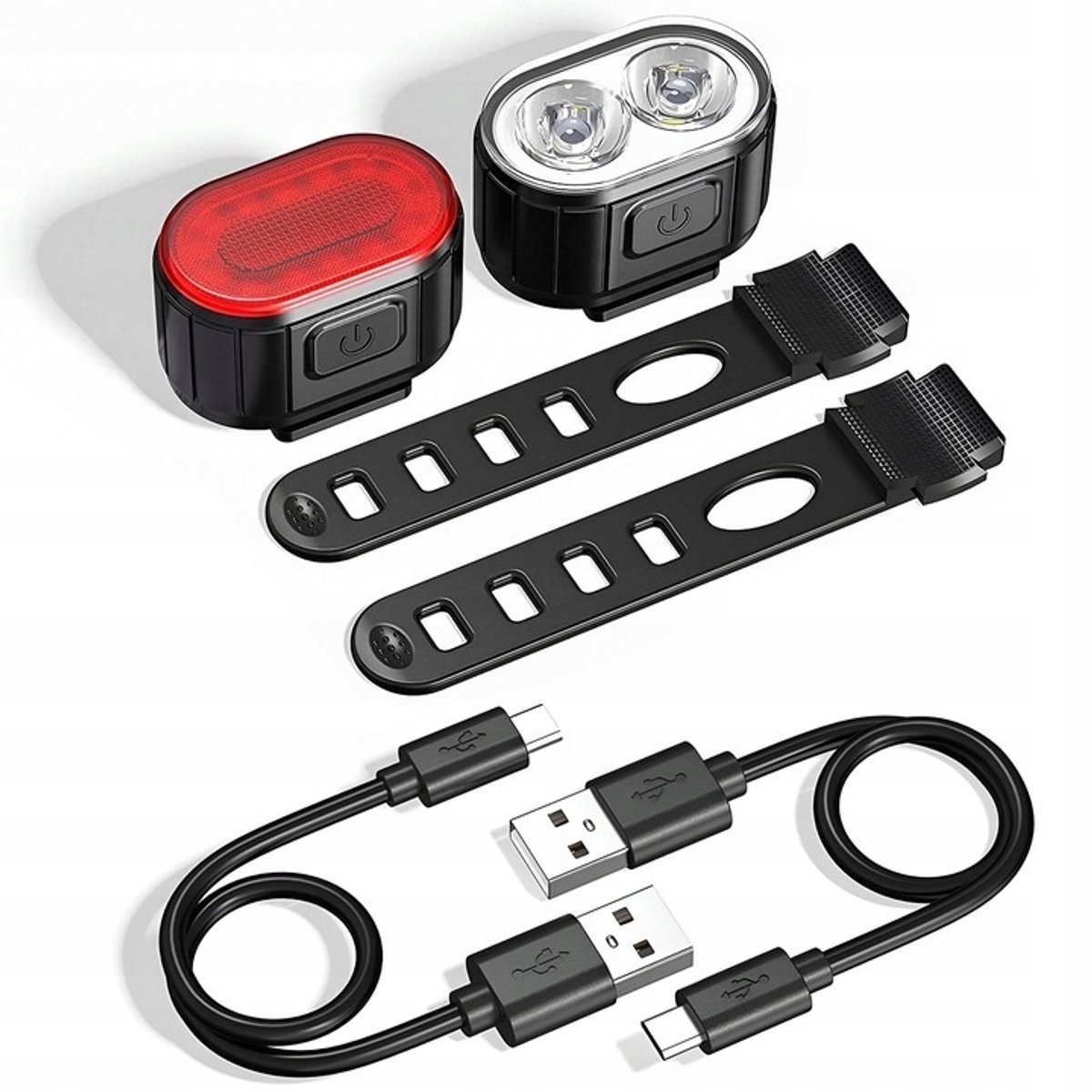 Set Fietsverlichting LED Voor & Achter - Waterdicht & Oplaadbaar