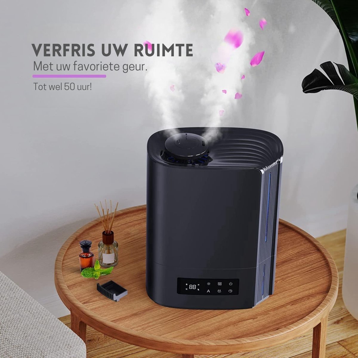 Luchtbevochtiger 6 liter - ultrasoon - stille werking - timerfunctie - zwart - automatische uitschakeling thumbnail 6