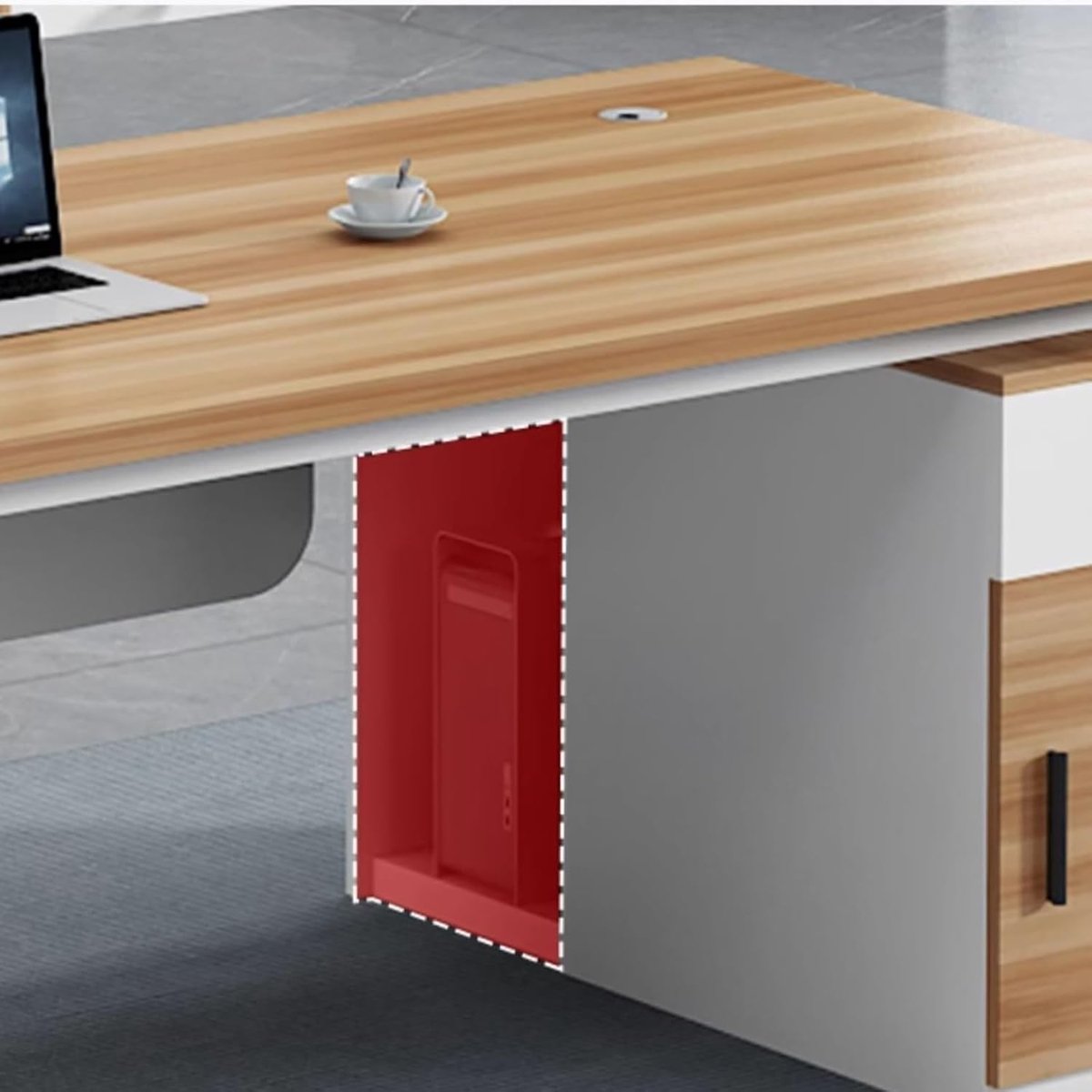 Modern L-vormig Executive Computerbureau met Laden, Archieflade en Opbergkast – Grote Kantoor- en Thuiskantoor Bureaus, Sta-bureau, Werkstation en Studeertafel met Deuropslag – Luxe Rustiek Design – Meda Home Store