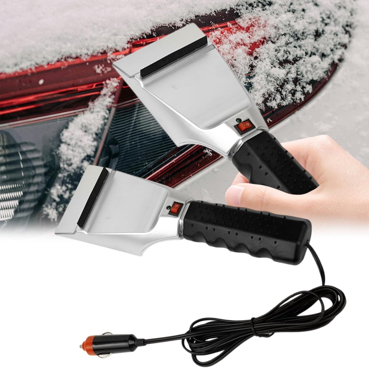 IJskrabber Voor Auto – 27,5 Cm Soft-touch Handvat – 10 Cm Breed Blad – Met 6 Vinnen Voor Ijs En Vorst – Geschikt Voor Alle Ruiten