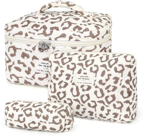 Set van 3 make-uptas, toilettas voor dames, met bloemenpatroon
