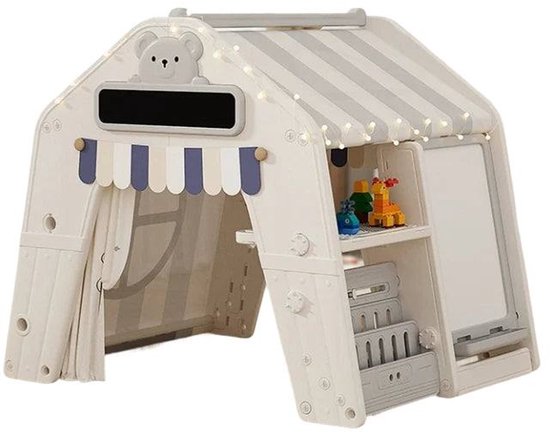 Kunststof Speelhuis Tent Grijs voor binnen en buiten in de tuin - Peuter - Kleuter