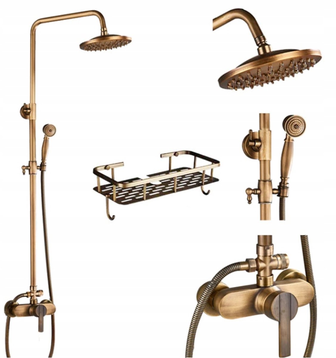 Antieke Retro Doucheset Messing met Regendouche en Handdouche
