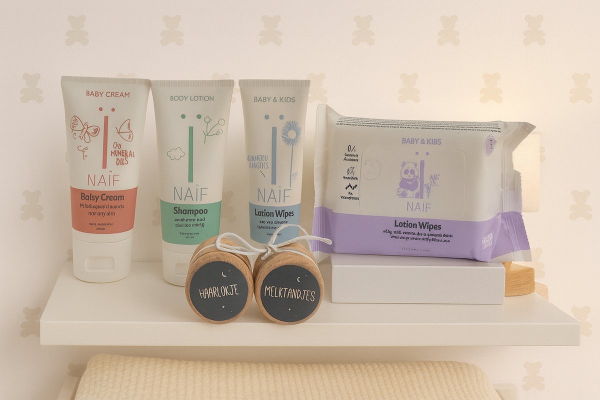 Naif Baby Kraamcadeau Verzorging - Billendoekjes & Bewaardoosjes – Luxe Verzorgingsset | Wellness Giftbox | Verwen Cadeaupakket voor Baby's – foto 2
