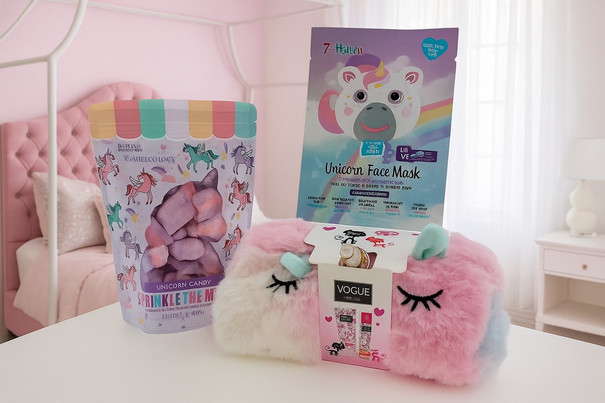 Unicorn Cadeauset voor in bad met Masker en toilettas met Douche & Deo – Luxe Verzorgingsset | Wellness Giftbox | Verwen Cadeaupakket voor Iedereen