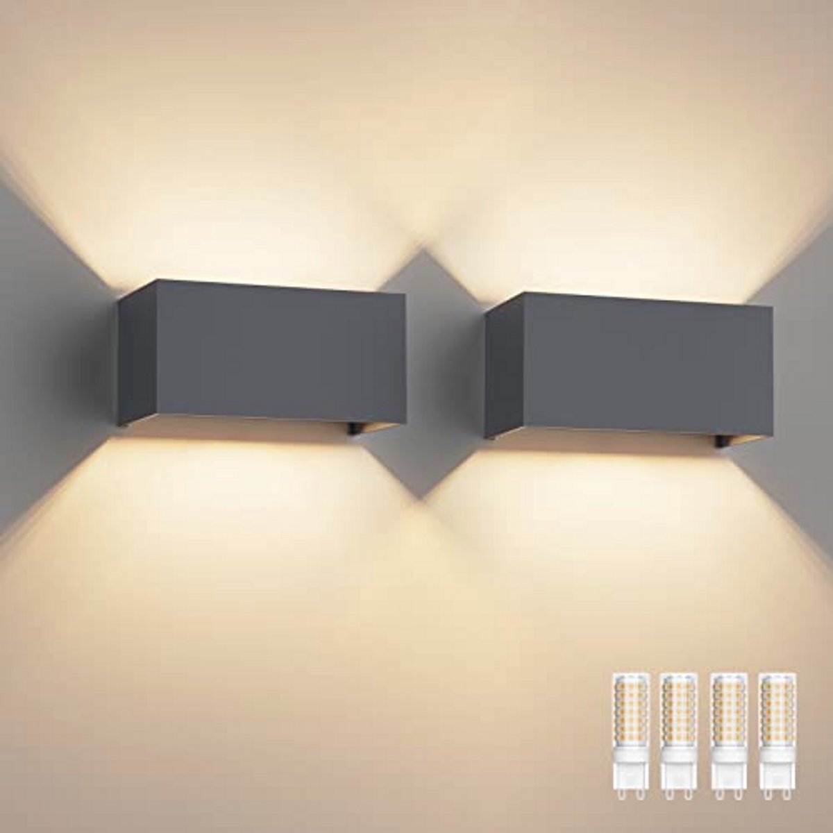 Moderne Wandlamp voor Binnen en Buiten met Verstelbare Stralingshoek - Warmwit 3000K - 2 Stuks