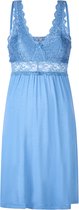 By Louise Slipdress Dames Nachthemd Met Kant Lichtblauw - Maat S