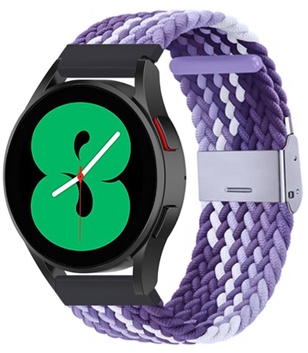 By Qubix - Braided nylon bandje - Lichtpaars / paars - geschikt voor Huawei Watch GT 6 / GT 6 pro - 46mm - Aanzetmaat: 22mm