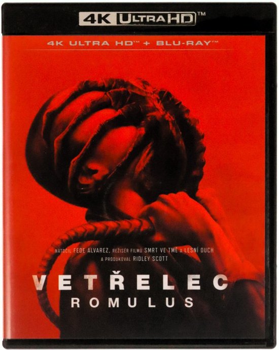 Boîtier 4K Ultra HD + Blu-Ray pour le film VETRELEC ROMULUS, présentant un gros plan sur la tête courbée d'une créature tentaculaire sur fond rouge.