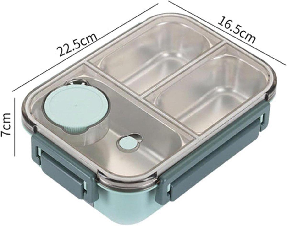Lunchbox - Geïsoleerde bento box - 304 RVS lunchbox met bestek - Luxe broodtrommel met 3 vakken - Bento-lunchbox voor kantoor en school - 850ml — cadeau in Koken & Dineren - foto 2
