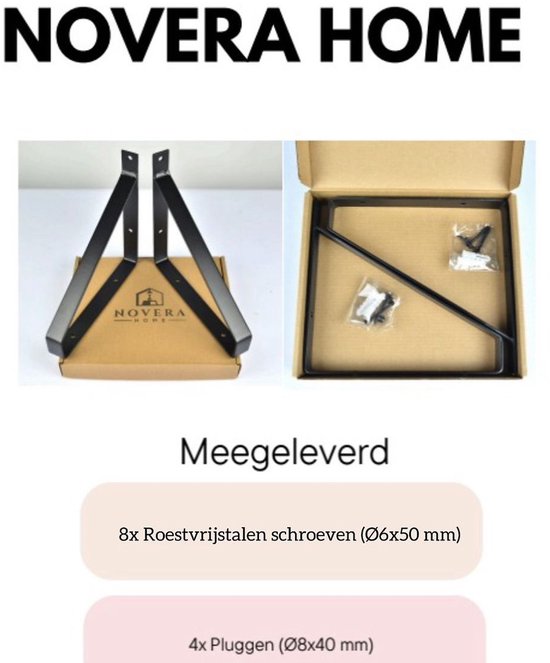 Supports d'étagères industriels 30,5 cm – Pour Planches jusqu'à 30 cm – Zwart – Set de 2