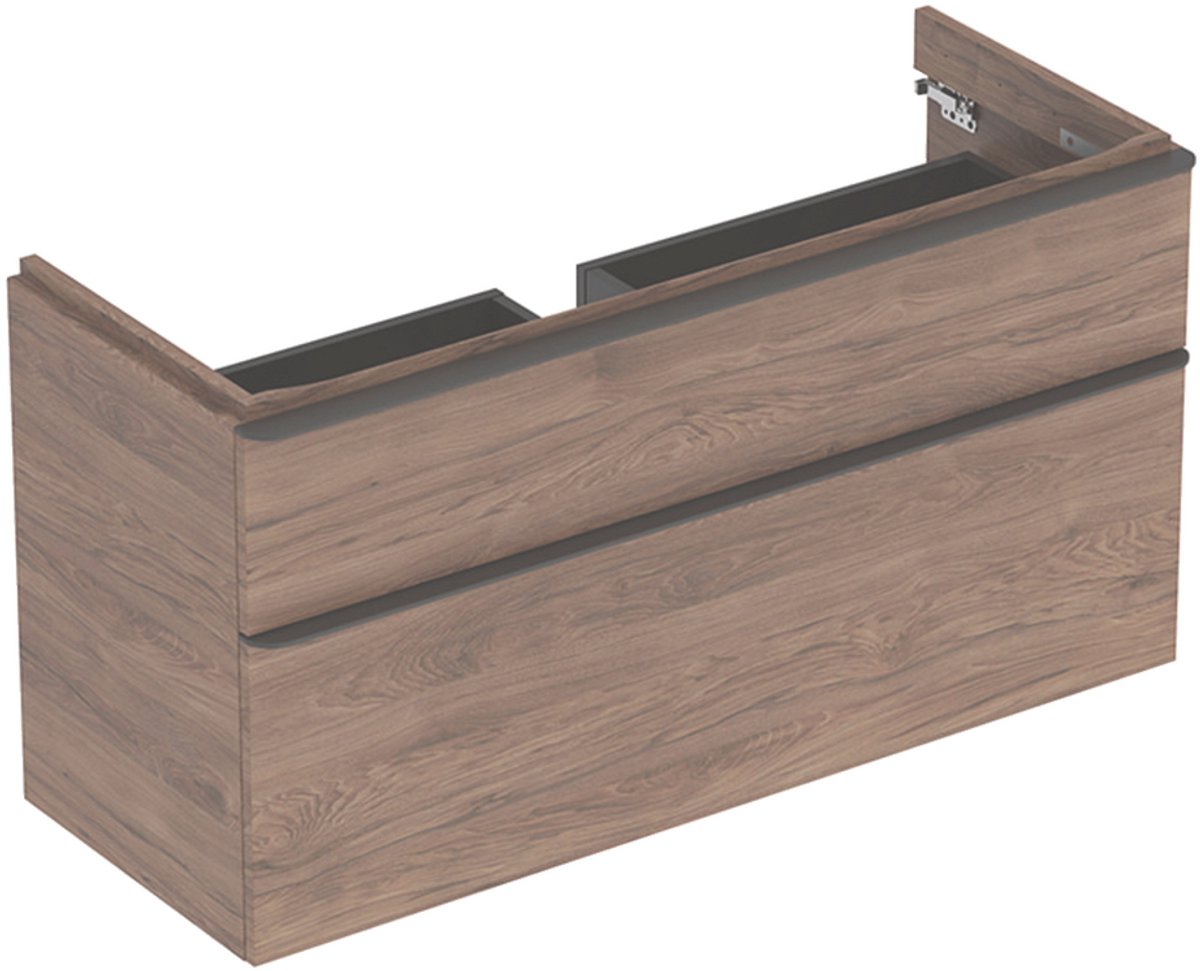 Geberit Smyle Square - Wastafelkast, 118x47x62 cm, 2 laden, noot/lava 500.355.JR.1