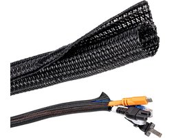 13 mm - 3,1 m - kabelhoes - Kabelsok - kabelgoot - Zelfsluitende kabelmantel - Kabelbeschermer - Kabelafdekkingen - Kabelslang - Kabelbeheer - voor pc-computer thuiskantoor - Zwart