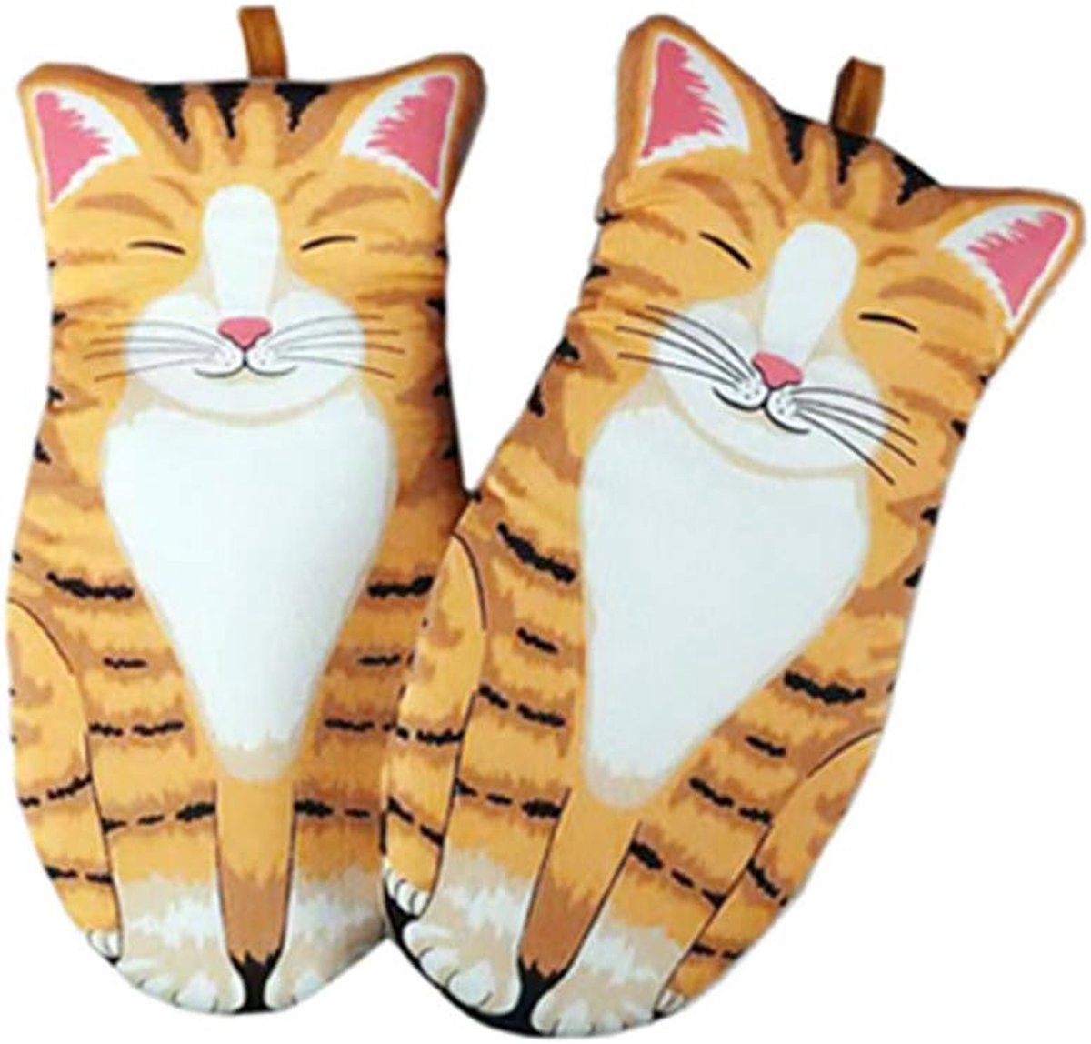 1 paar hittebestendige ovenhandschoenen - Leuk oranje kattendesign - Hittebestendige handschoenen voor bakken en koken in de keuken
