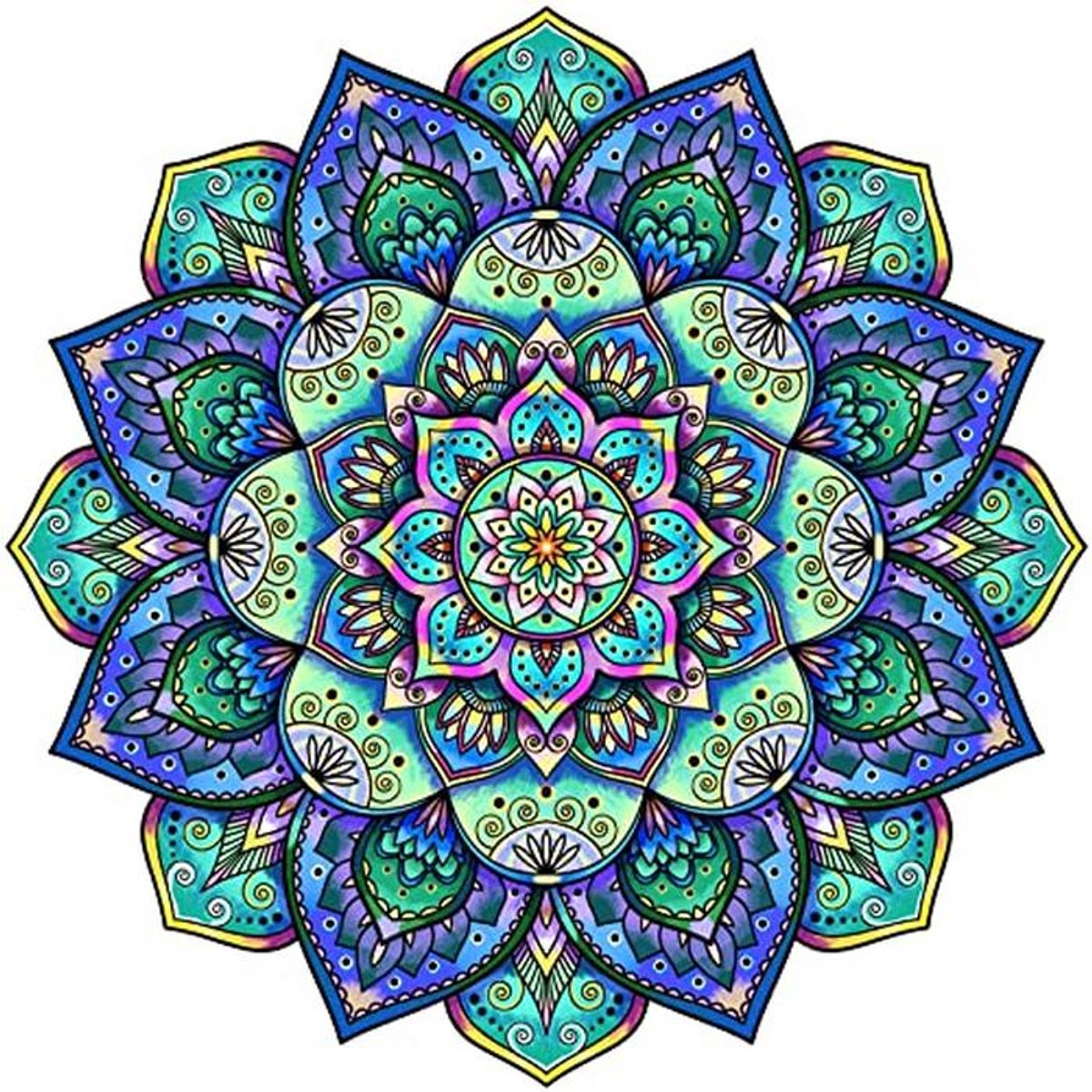Mandala Puzzels - Houten Innovatieve Puzzel - 118 Stukjes - 27 x 27 cm