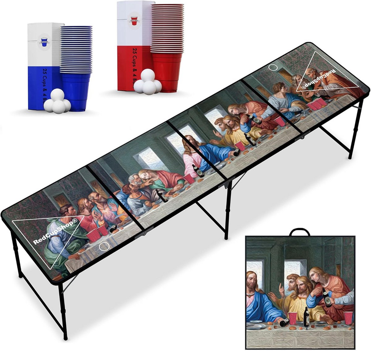 Inklapbare Bierpong Tafel Set met Bekers en Ballen | Waterafstotend en Krasbestendig