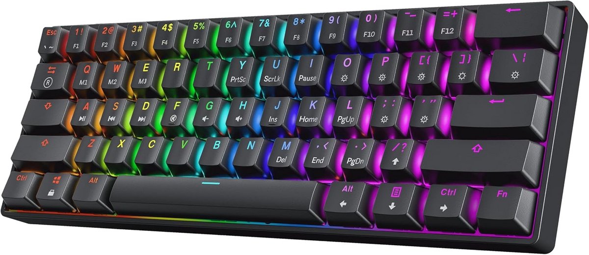 Compact 60% Mechanisch Gaming Toetsenbord met RGB Verlichting Hotswapbaar voor PC/Mac
