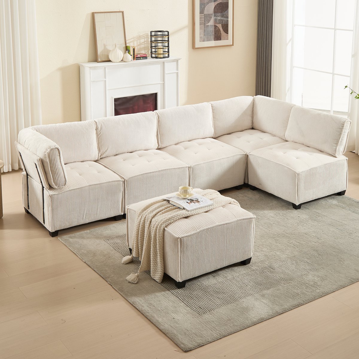 HAUSS SPOLE Sofa - Modulaire Bank Nova - 308cm 6-Zits - U/L Moduleerbaar & Slaapfunctie - 