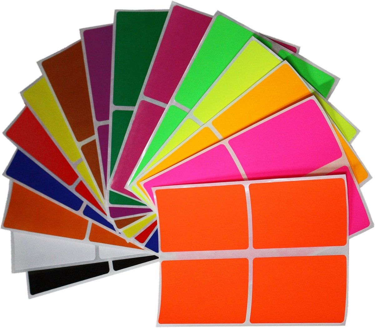 Rechthoekige Kleurcode Stickers 15 Kleuren - 60 Stuks - Grote Etiketten 7,5x5cm