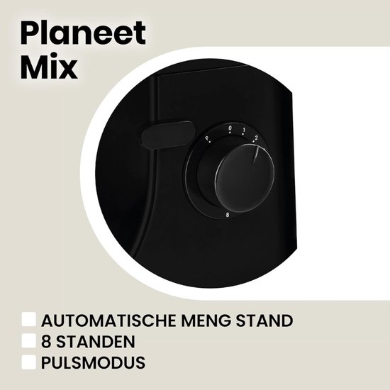 AMA® Mixer met Mengkom - Keukenmachine - Kneedmachine - 31x22x36cm - Zwart van Merkloos — afbeelding 5