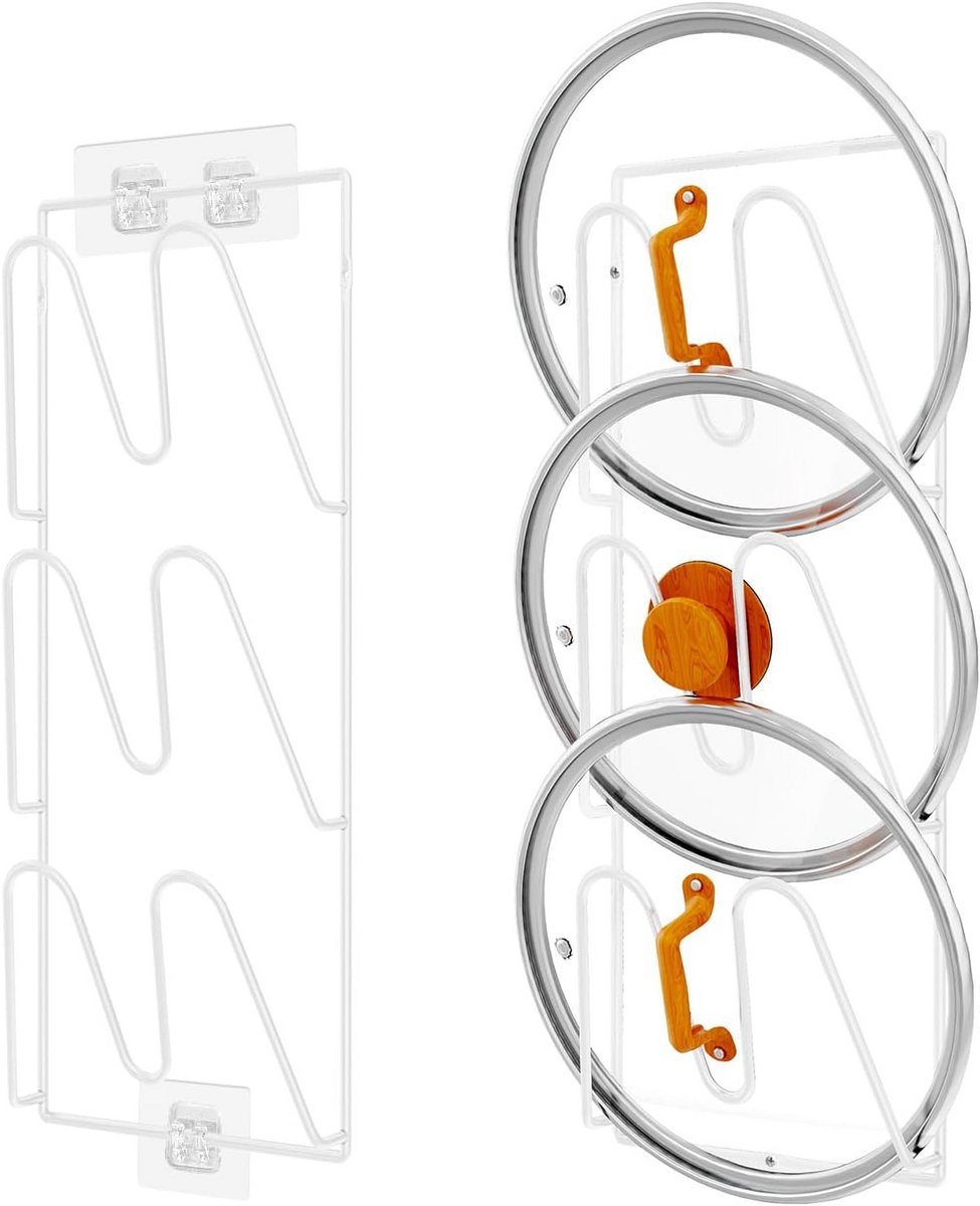 Set van 2 universele dekselorganizers voor keukenopslag - 6 lagen per stuk