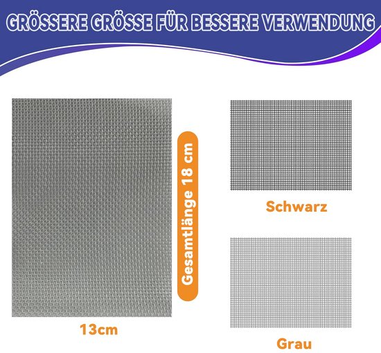 Vliegengaas Reparatieset - 10 Stuks, Waterdichte Repareertape voor Raamgaas (13x18 cm) — afbeelding 2