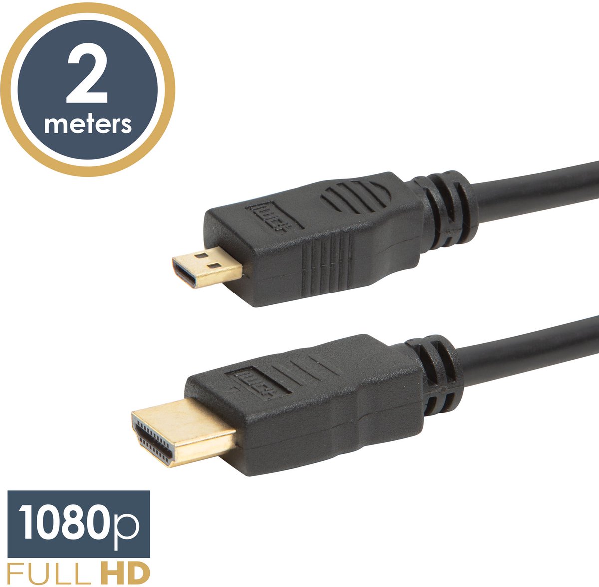 Micro HDMI Kabel - 2M - HDMI Naar Micro HDMI - 24K Vergulde Connectoren - Dubbel Afgeschermd - 1080P Full HD - Versie 1.3B - Ondersteunt TrueHD & DTS-HD [20317]