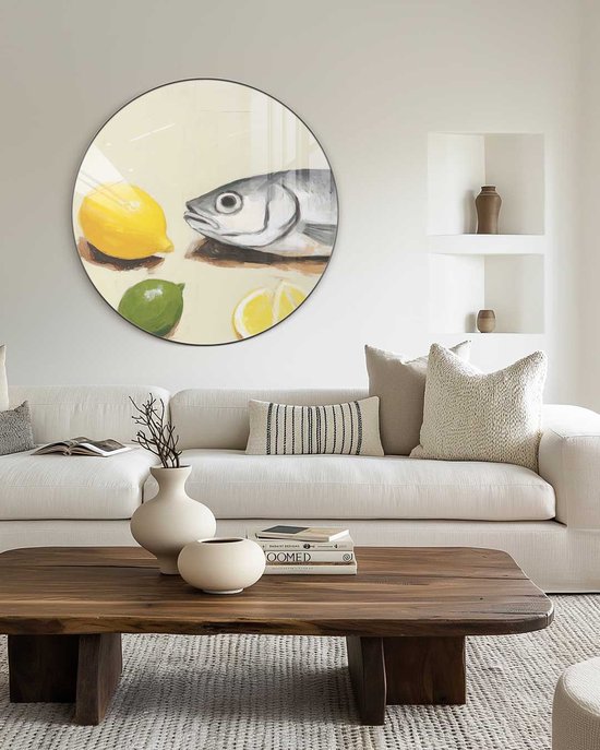Frisse Fruitige Muurcirkel - Luxe Muurcirkel 100x100 cm op Dibond - Sfeervolle Wanddecoratie voor Woonkamer & Slaapkamer