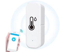 WiFi Bluetooth temperatuur- en vochtigheidssensor - Slimme temperatuur- en vochtigheidsmonitor - Temperatuur- en vochtigheidssensor - Met afstandsbediening en alarmmelding - Zeer nauwkeurige binnenthermometer - Draadloos - Wit