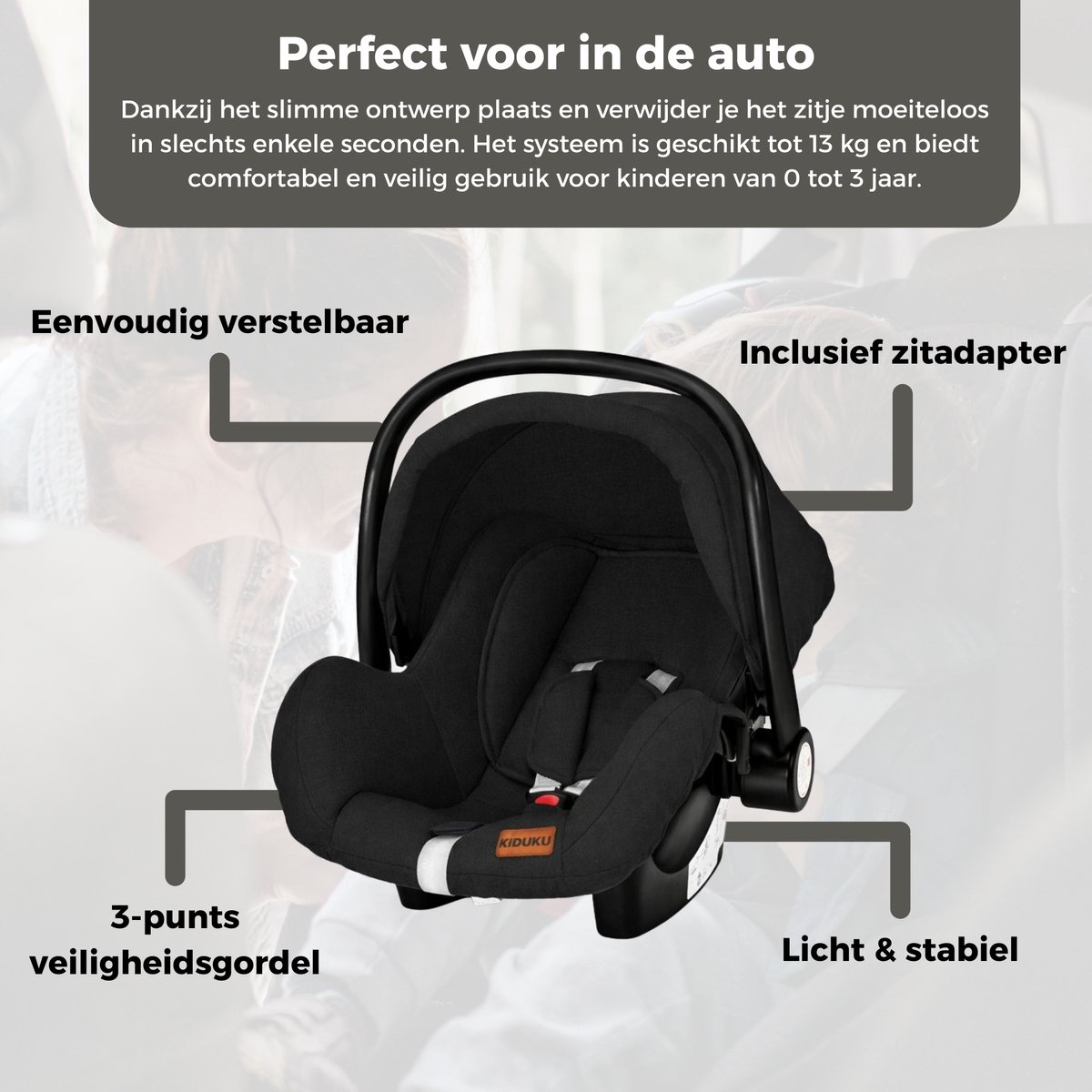 KIDUKU 3-in-1 Combi Kinderwagen - Multifunctionele Buggy met - afbeelding 3