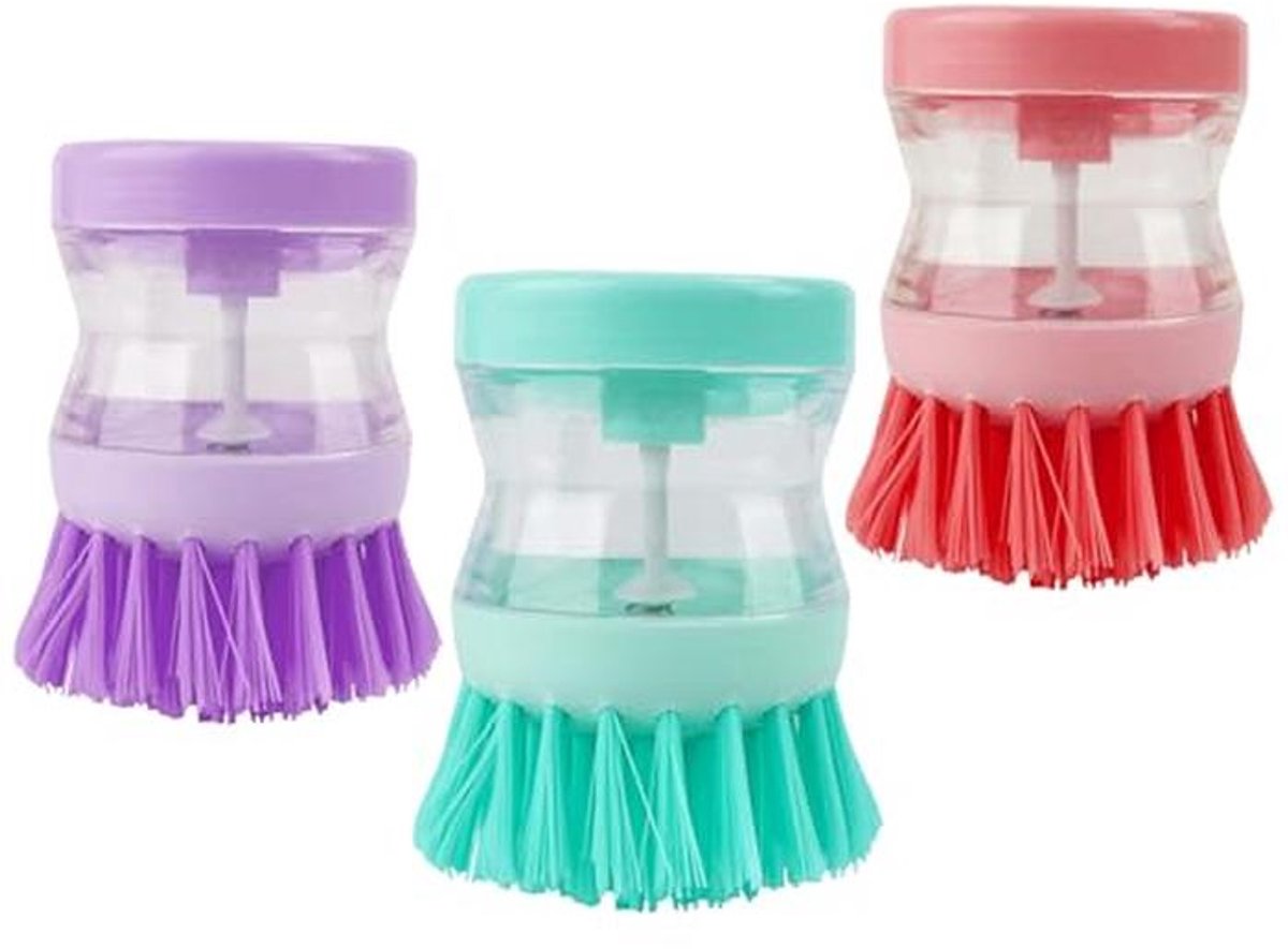 Vulbare Afwasborstel met Dispenser - 3 Stuks voor Keuken en Afwas