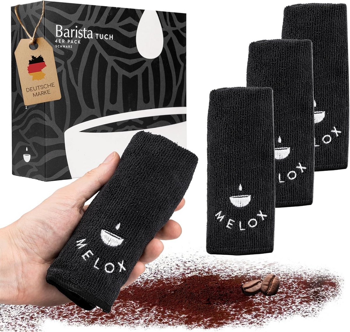 Set van 4 Barista Doeken – Microvezel Poetsdoeken 30x30 cm voor Koffiemachine en Espressomachine