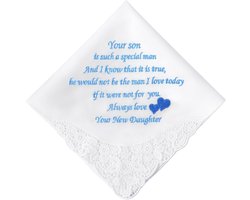 Bruiloft Zakdoek met Borduurwerk - Gepersonaliseerde Katoenen Zakdoeken voor Bruid en Bruidegom