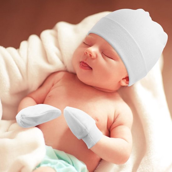 Zachte Katoenen Babymuts en Wantjes Set voor Pasgeboren Meisjes (0-6 Maanden) — afbeelding 4